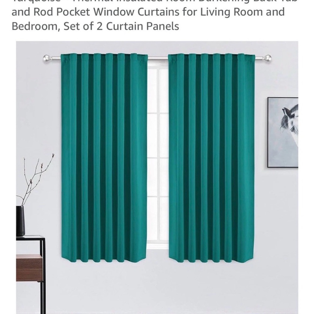 2pc Turquoise 52x63 light blocking window curtain panel microfiber mate blackout
